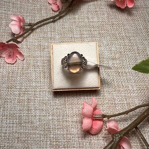 Size 6 | Silver Boho Gemstone Ring – Large Oval Lace Agate, Chunky Statement